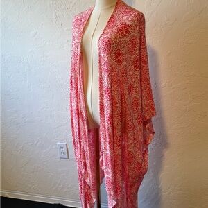 Elegant Coral Patterned Swim Coverup